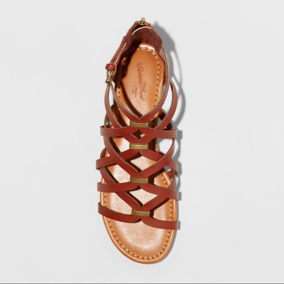 Brown Leather Strappy Gladiator Sandals Cognac. 10 - Picture 4 of 7